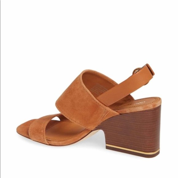 NEW Tory Burch Women's US Size 10, Selby 75mm Block Heel Suede Sandals, Ambra - Picture 4 of 6